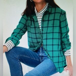 J CREW WOMENS PLAID FLANNEL TOP SIZE MEDIUM NWT!